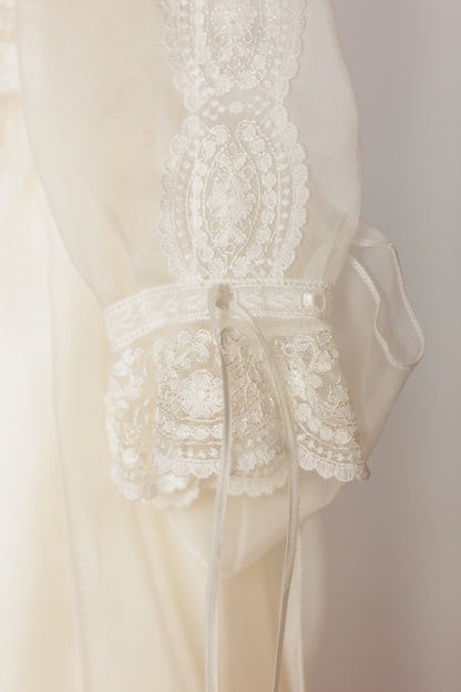 Traditional Long Christening Gown with Lace