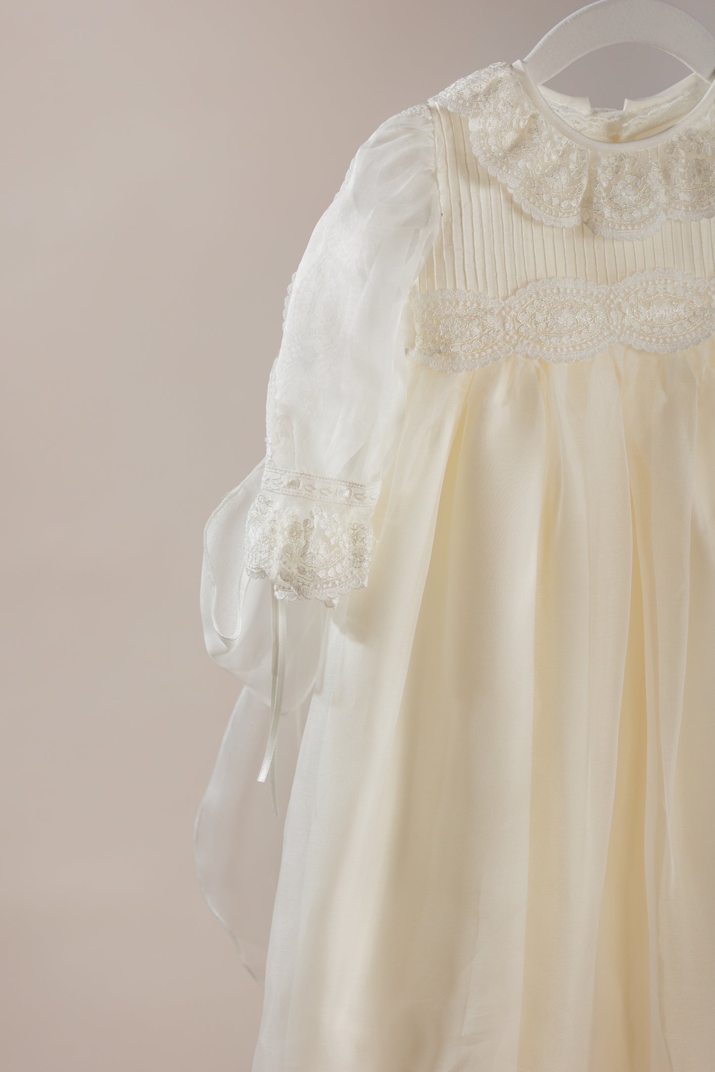 Traditional Long Christening Gown with Lace