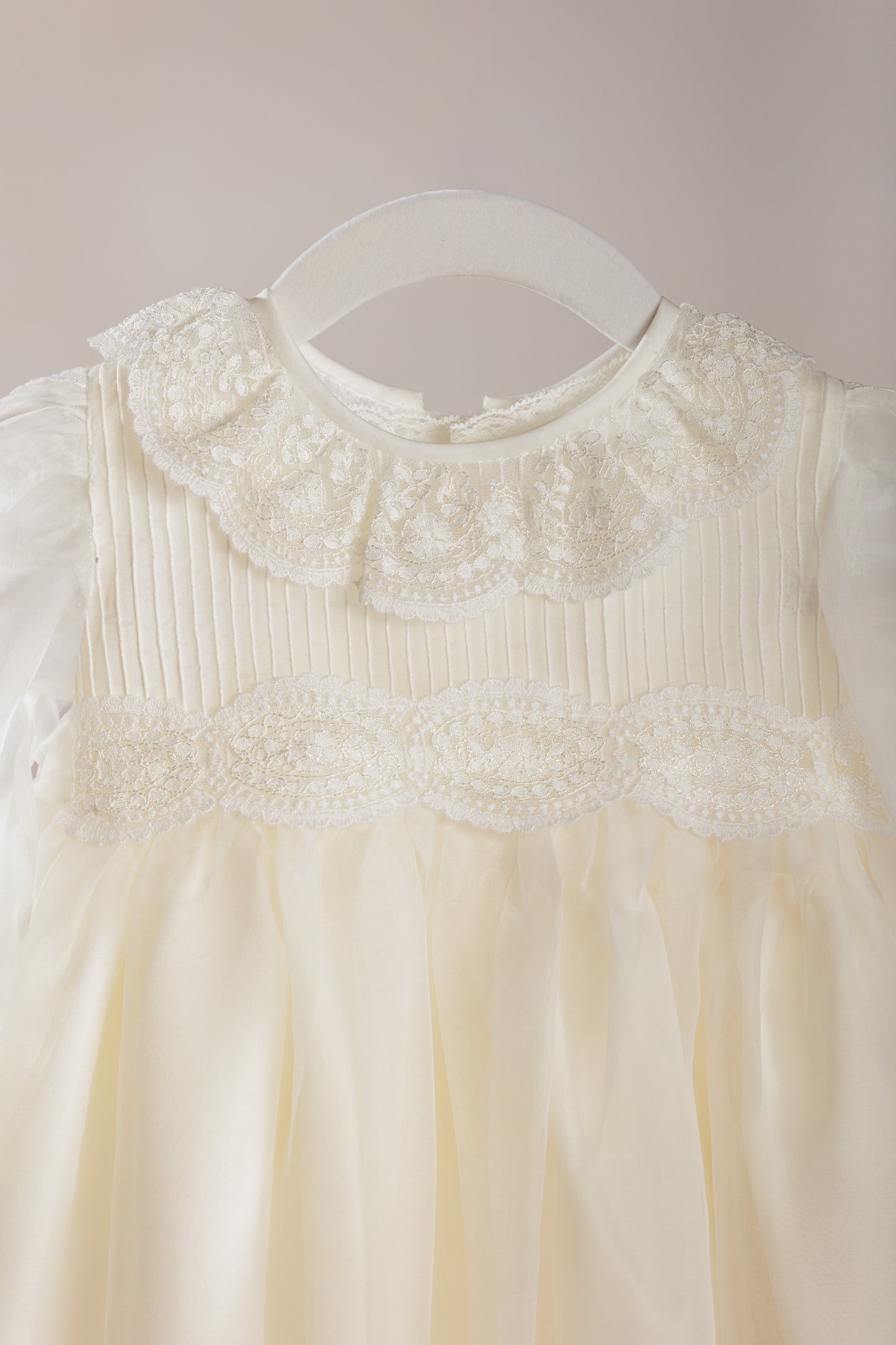 Traditional Long Christening Gown with Lace