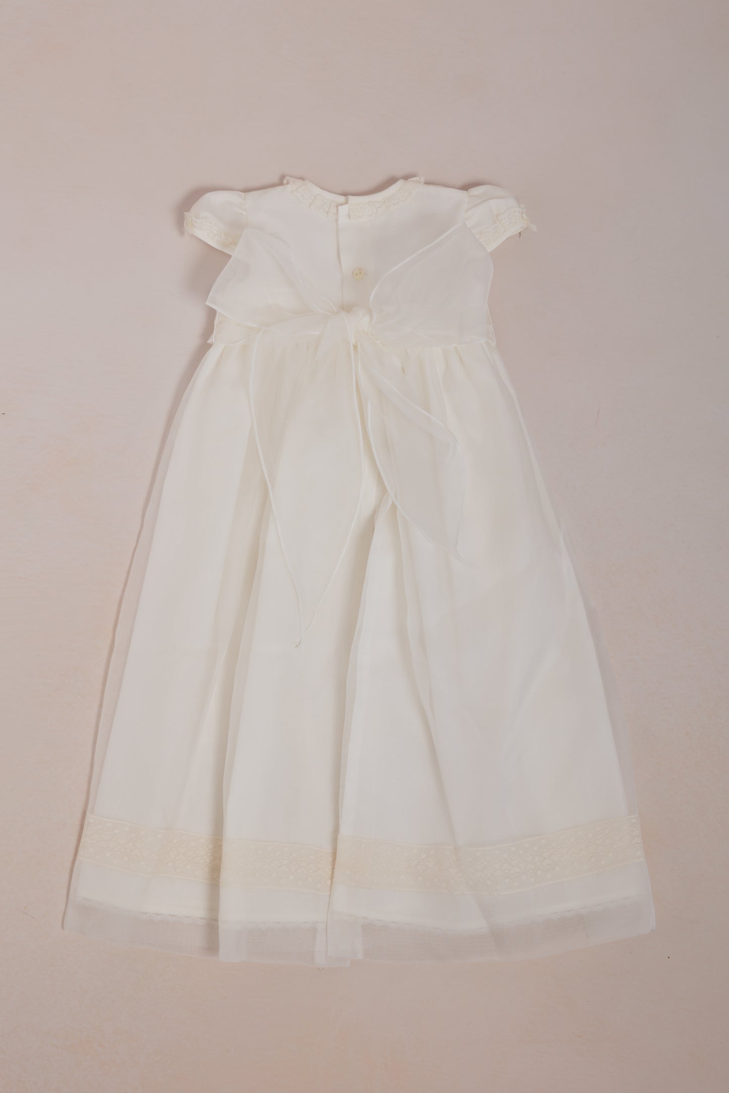Traditional Christening Gown with Sash and Bonnet