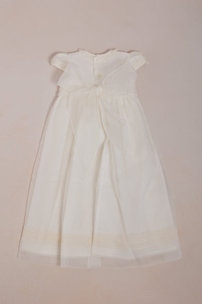 Traditional Christening Gown with Sash and Bonnet