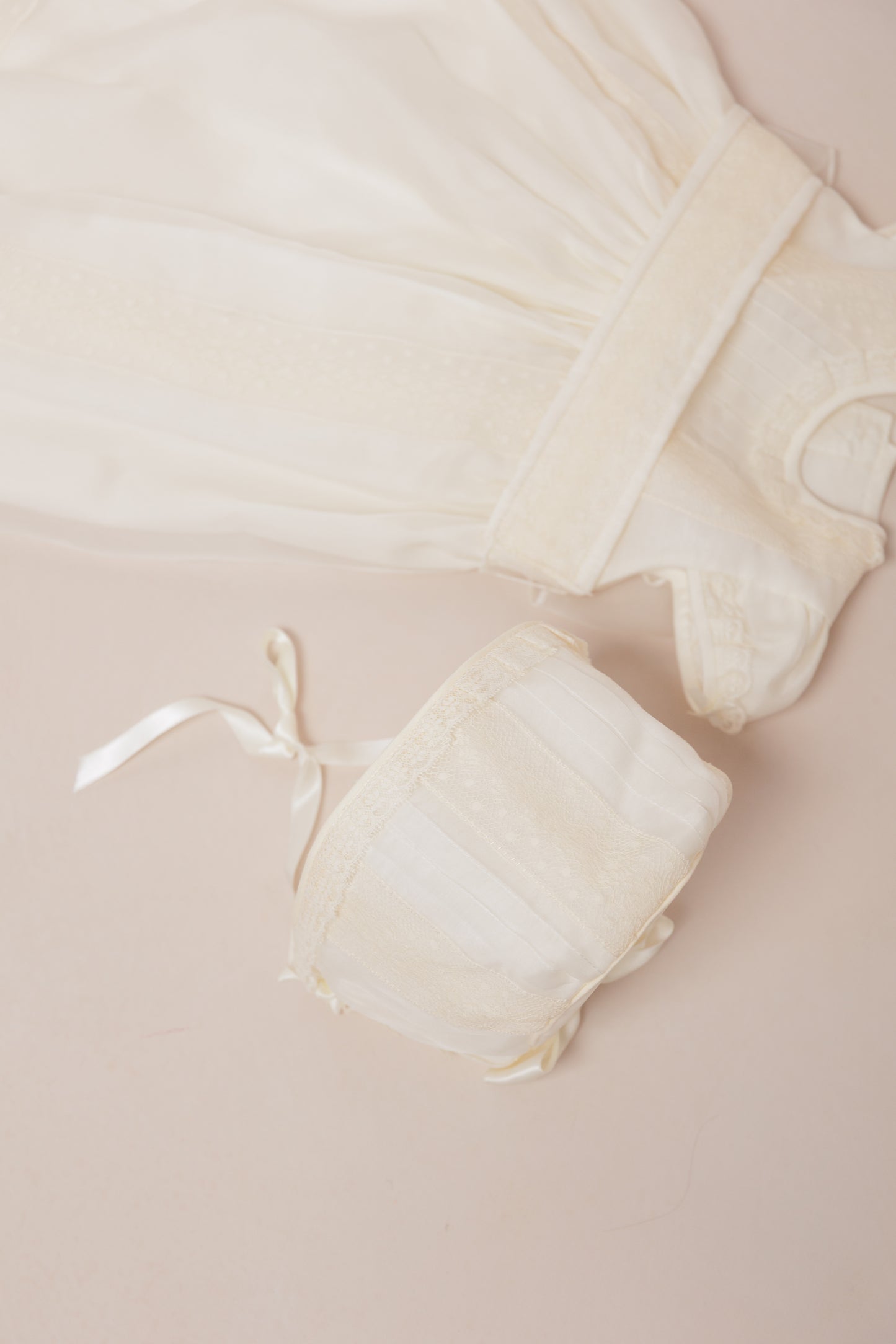 Traditional Christening Gown with Sash and Bonnet