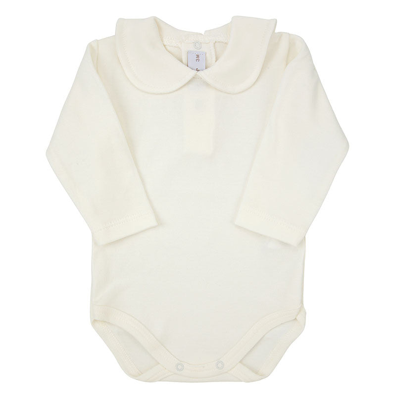 Peter Pan collar bodysuit beige